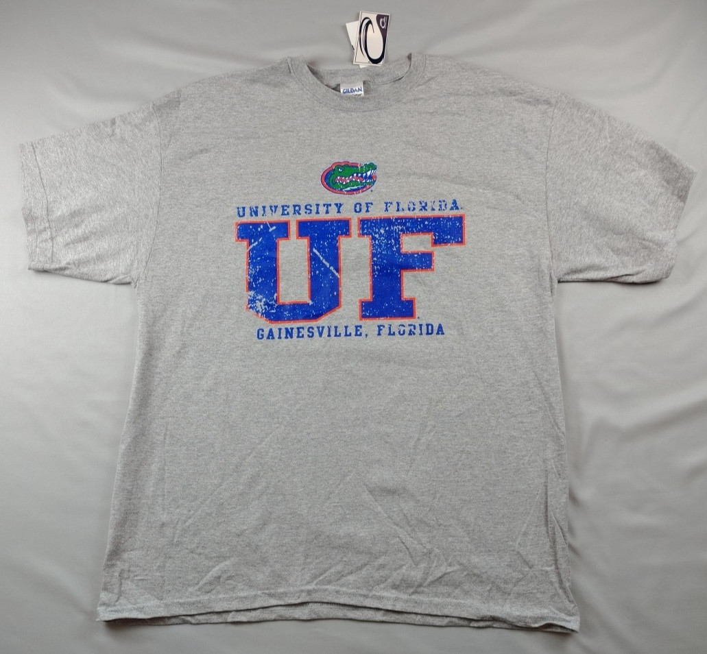Florida Gators T-Shirt Mens XL Gray Short Sleeve Gildan NCAA Football Logo NWT