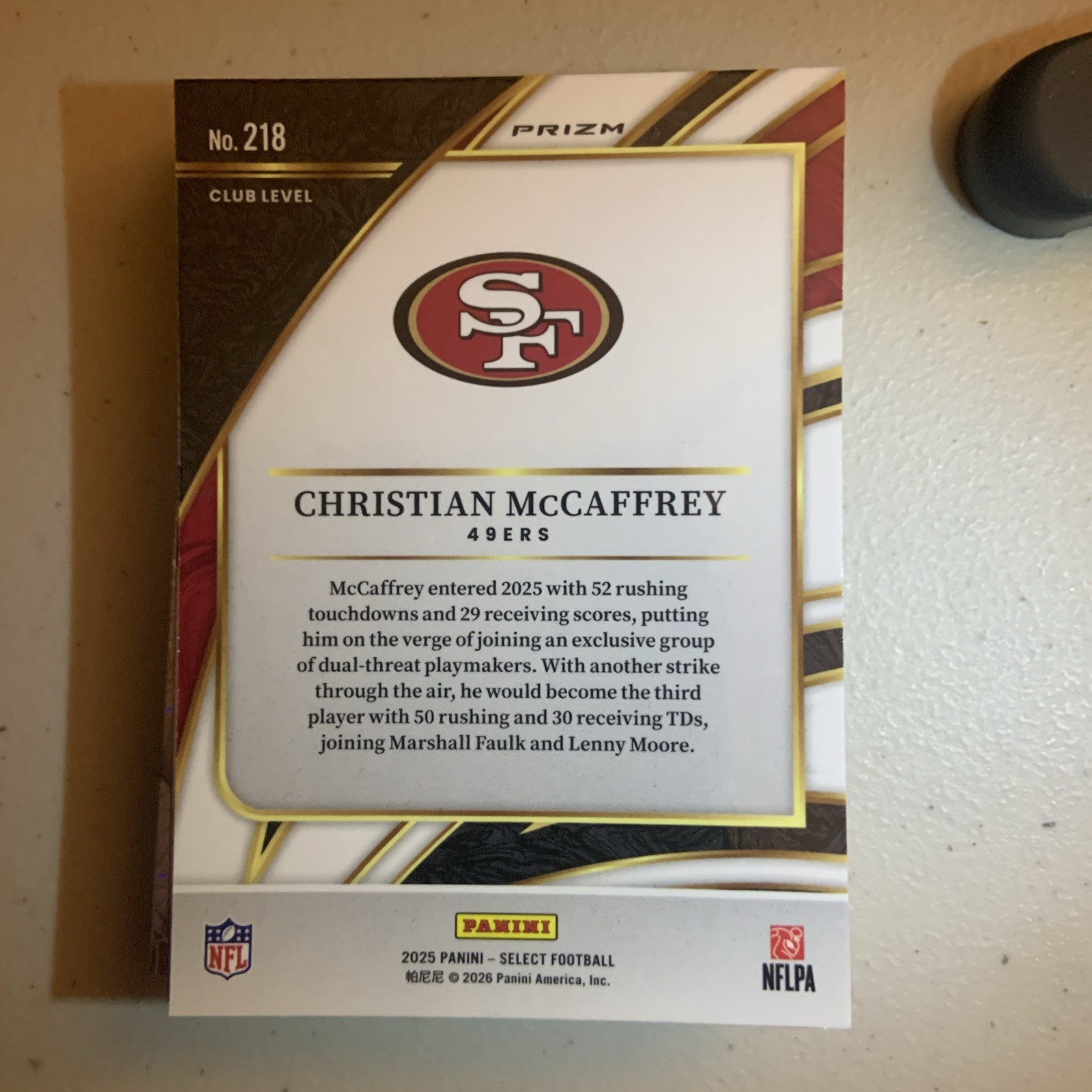2025 Panini Select – Club Level Christian McCaffrey #218 Tri-Color Prizm /249