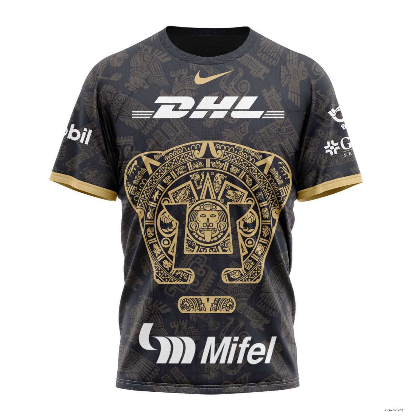Personalized LIGA MX Pumas UNAM Shirt 3D 2023 – 2024 Away Aztec Design