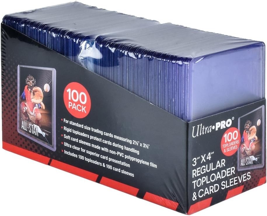 Bundle: 100 Clear Toploaders and Card Sleeves for Standard Size Cards