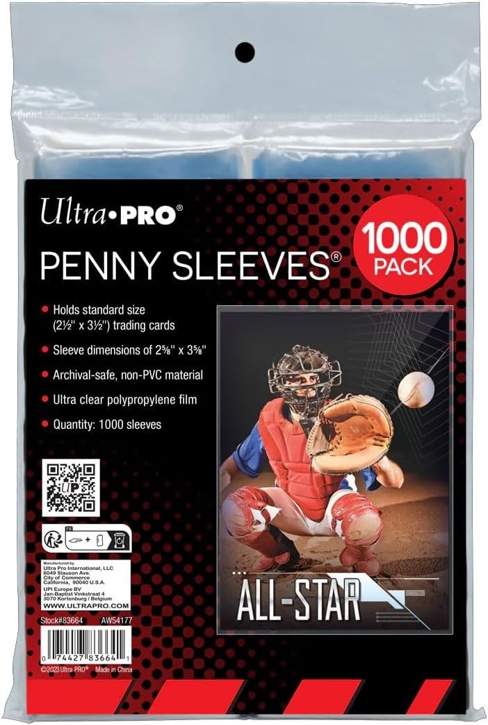 Ultra Pro 2.5 x 3.5 Soft Trading Card Penny Sleeves 1000ct Clear