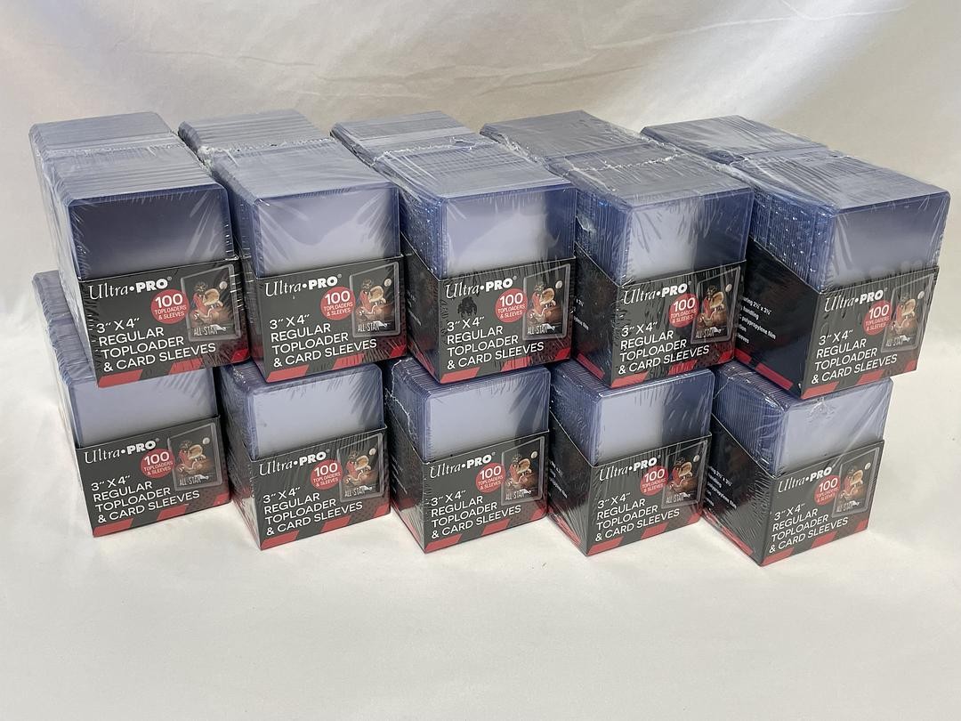 NEW 1000 Ultra Pro 3×4″ Regular Toploaders + Card Sleeves Holder 83648 FULL CASE