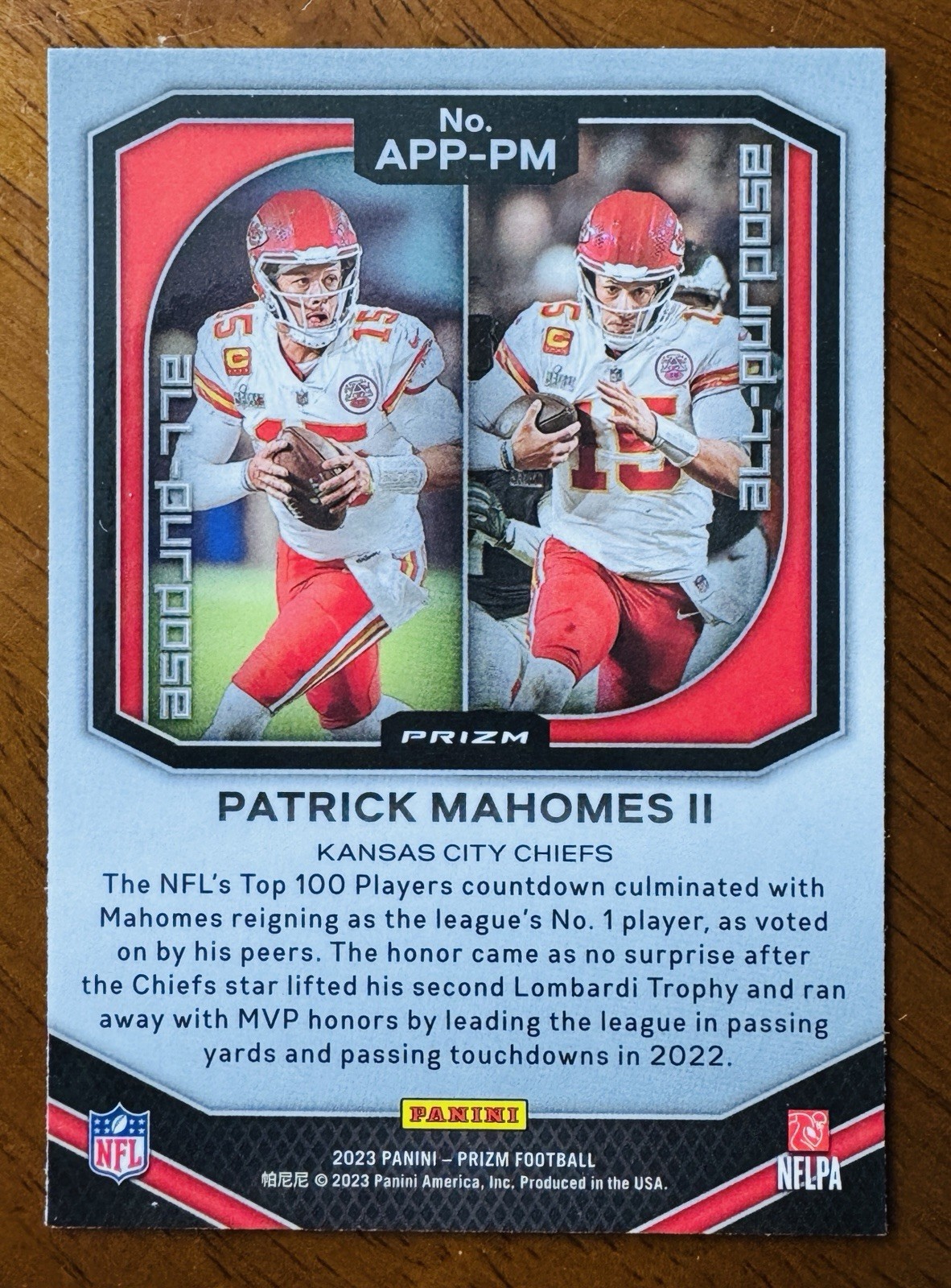 2023 Panini Prizm All Purpose #ALP-PM Patrick Mahomes NO HUDDLE PRIZM DISCO SP