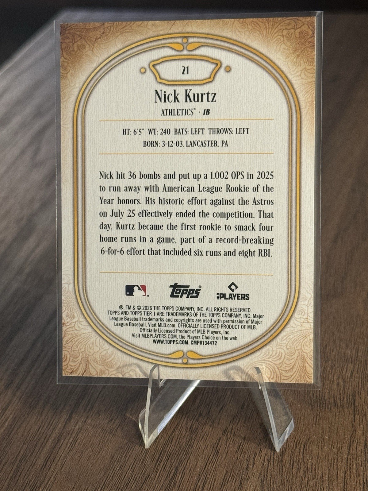 2026 Topps Tier One NICK KURTZ Base Tier 2 #21 Bronze /125