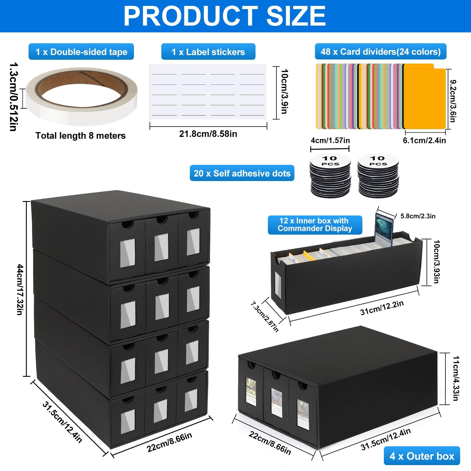 Trading Card Storage Box for Commander Display, 12000+ Trading Card Organizer…