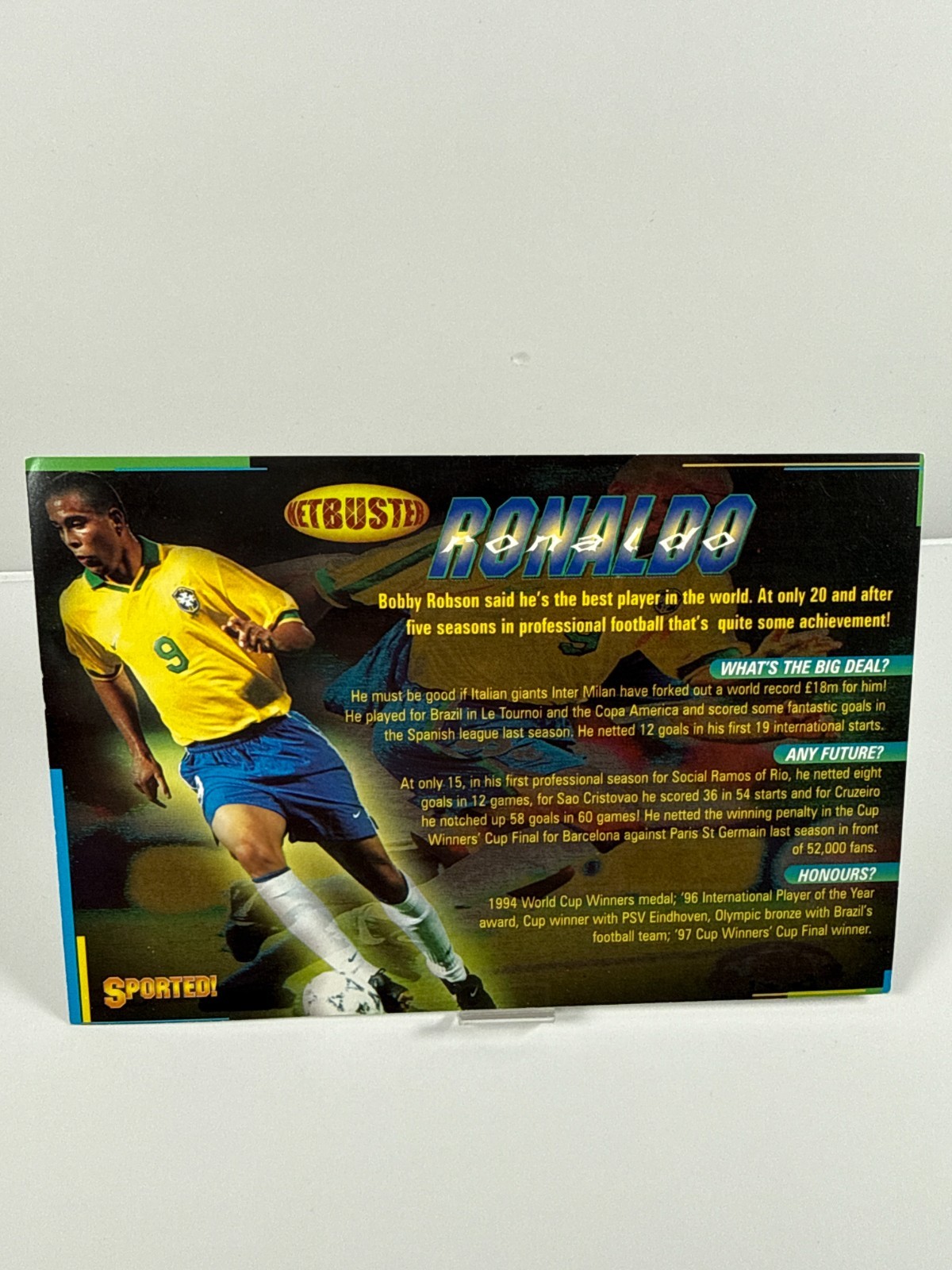 1997 Ronaldo Brazil Inter Milan Sported Get Busted Vintage Promo Postcard Card