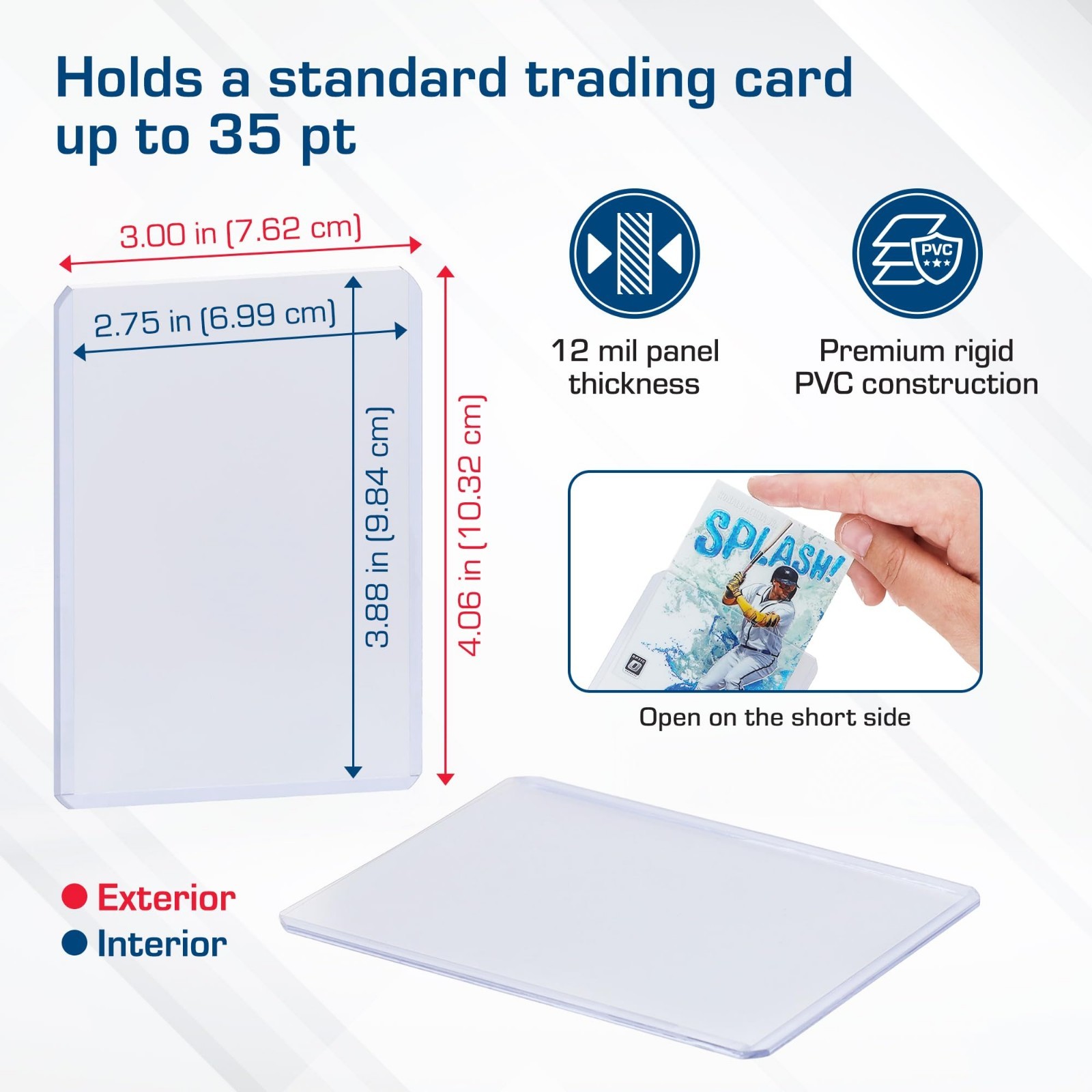 100ct Topload Card Holders – Rigid PVC Trading Card Protectors for Sports & Gami