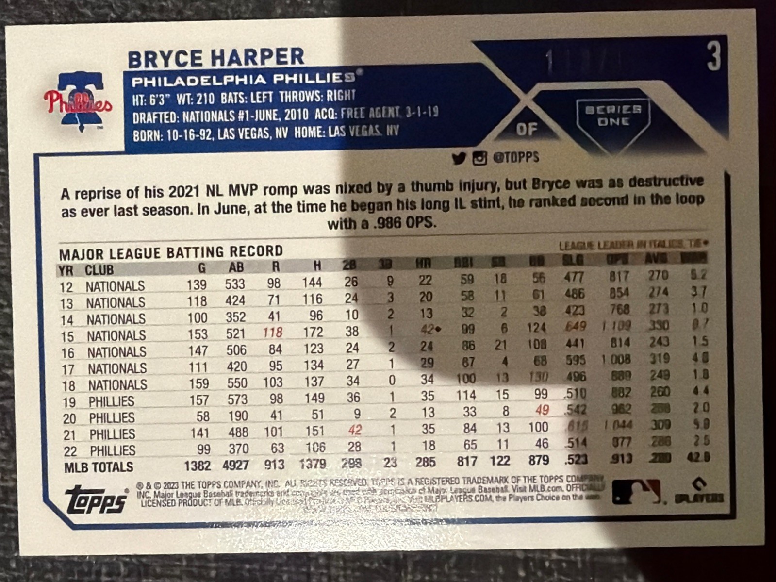 2013 Topps 1st Edition Bryce Harper Green Foil /150