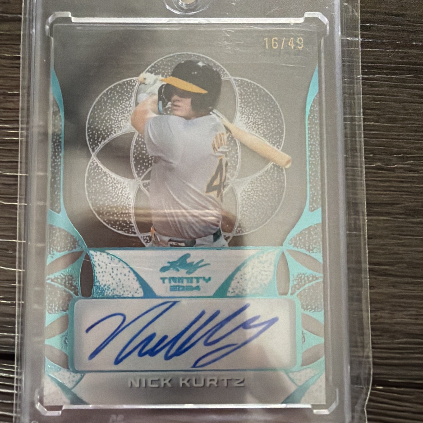 2024 Leaf Trinity Nick Kurtz Silver Clear Auto 16/49 Athletics jersey match