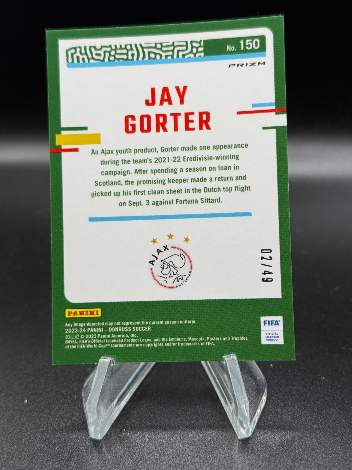 2023-24 Panini Donruss Fifa Optic Jay Gorter #150 Teal Mojo Prizm /49 RC