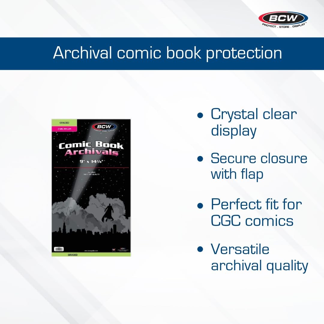 BCW Graded Mylar Comic Book Bags – 25ct | Archival Polyester Protection | Fit…