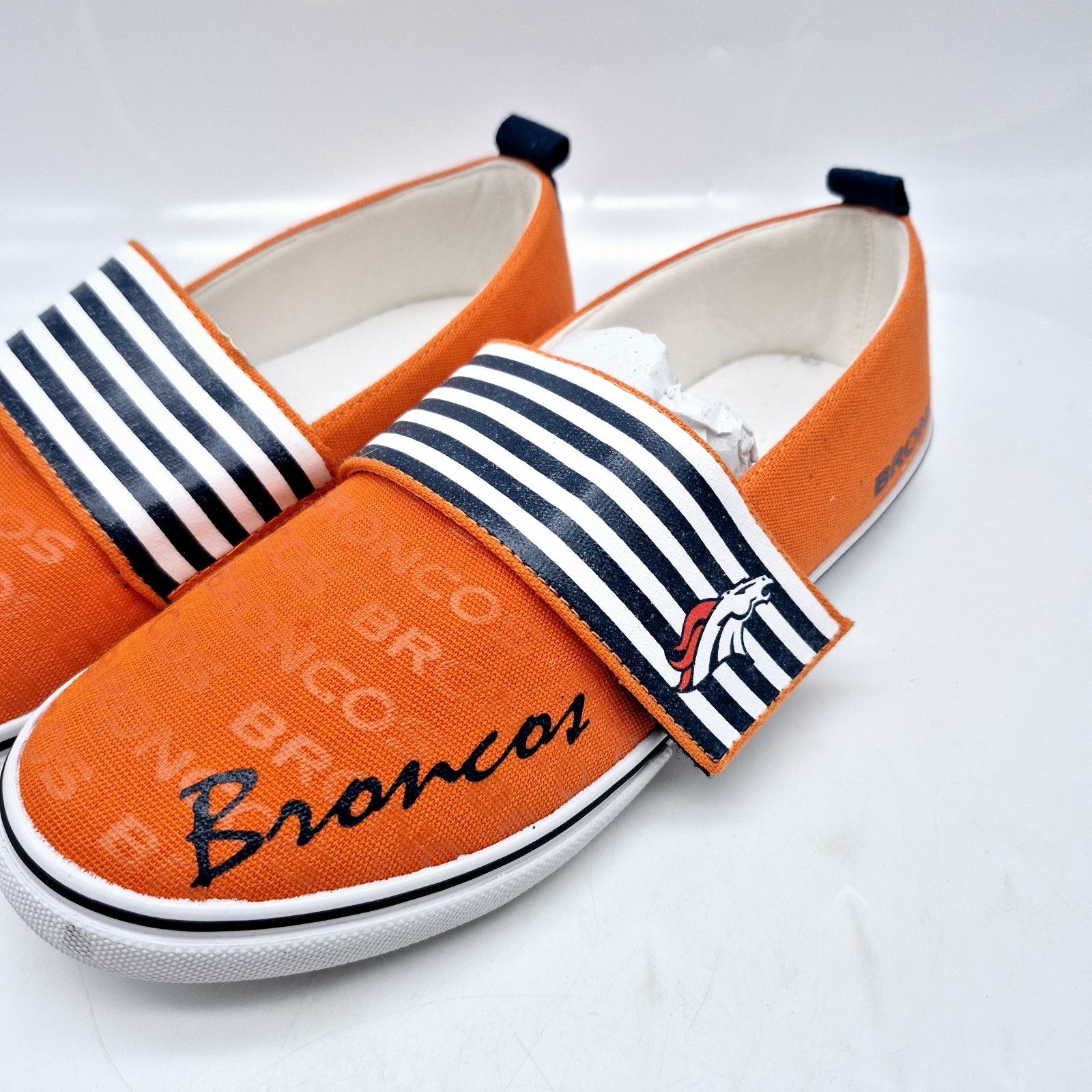 Denver Broncos NFL Womens Slip On Shoes Size 8.5 Flap Orange New