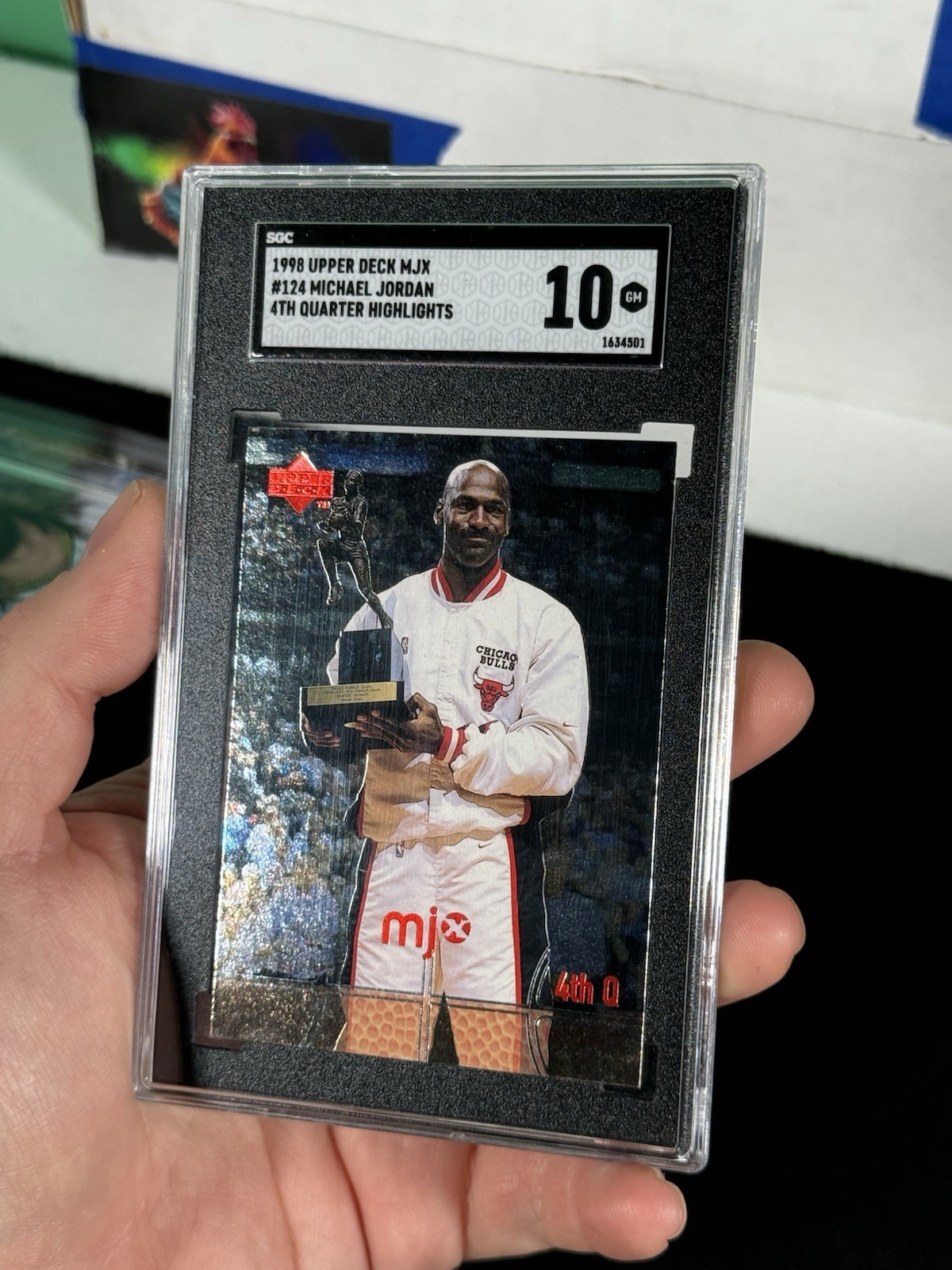 Michael Jordan 1998 Upper Deck MJx #124 SGC 10 GM HOLDING MVP TROPHY GOAT HOF