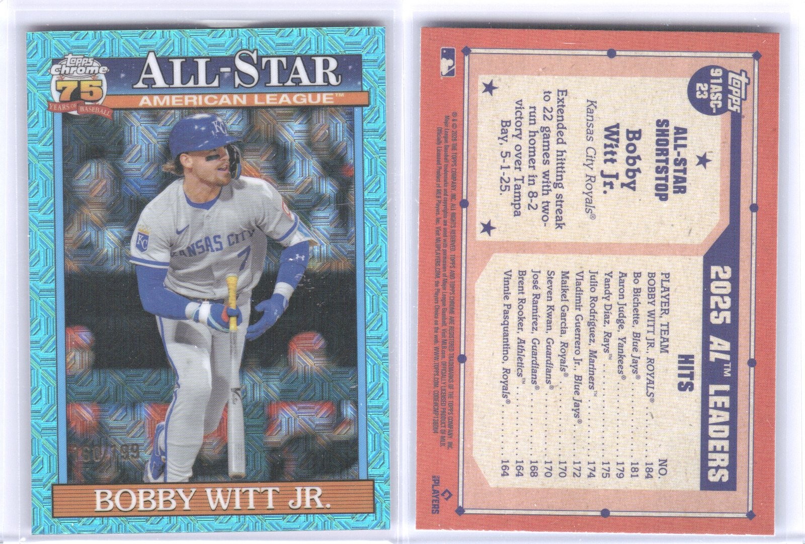 2026 Topps Chrome BOBBY WITT JR. #91ASC-23 NM