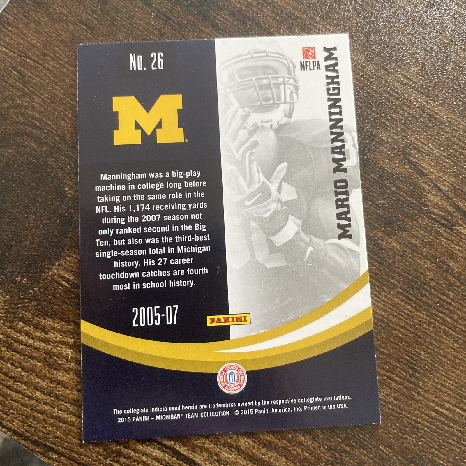2015 Panini Mario Manningham University Of Michigan Wolverines #26 E280*
