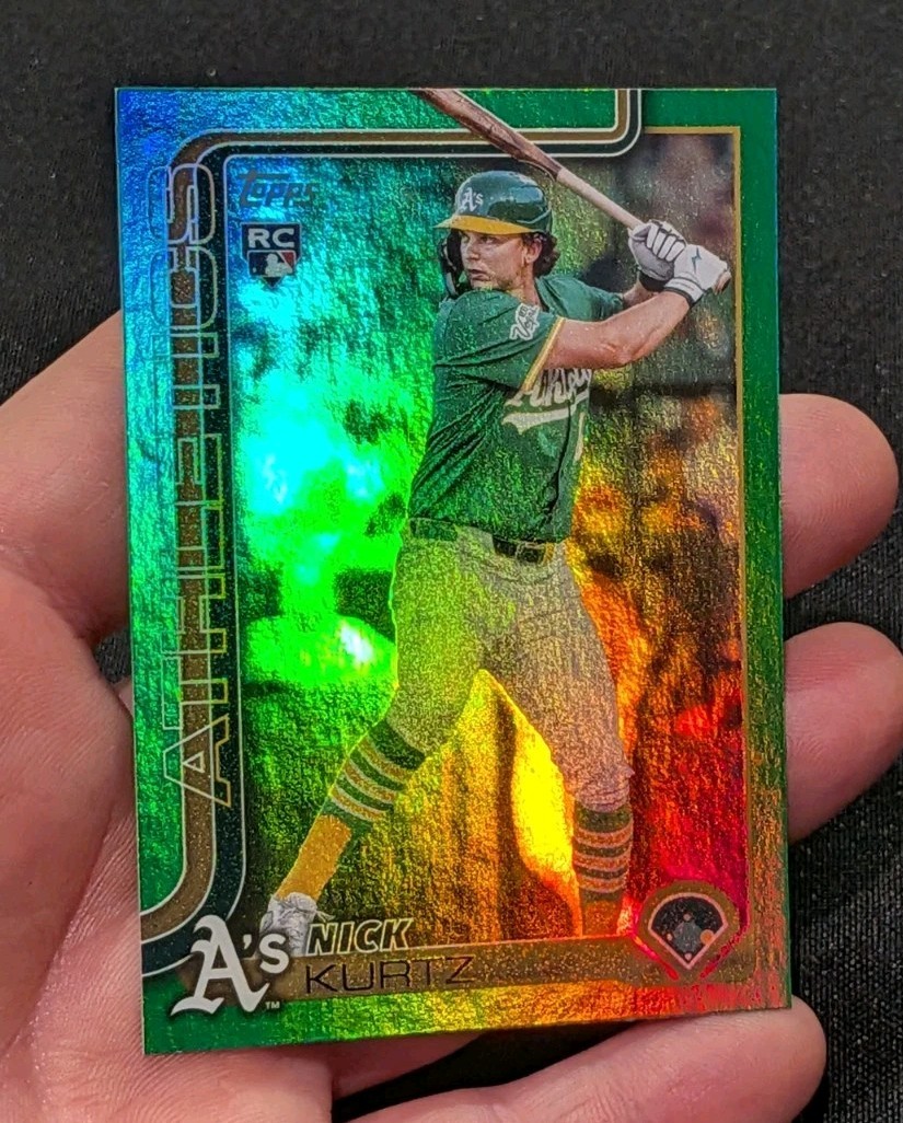 2025 Topps Nick Kurtz ROOKIE /99 GREEN RAINBOW FOIL Refractor RC US201 Athletics