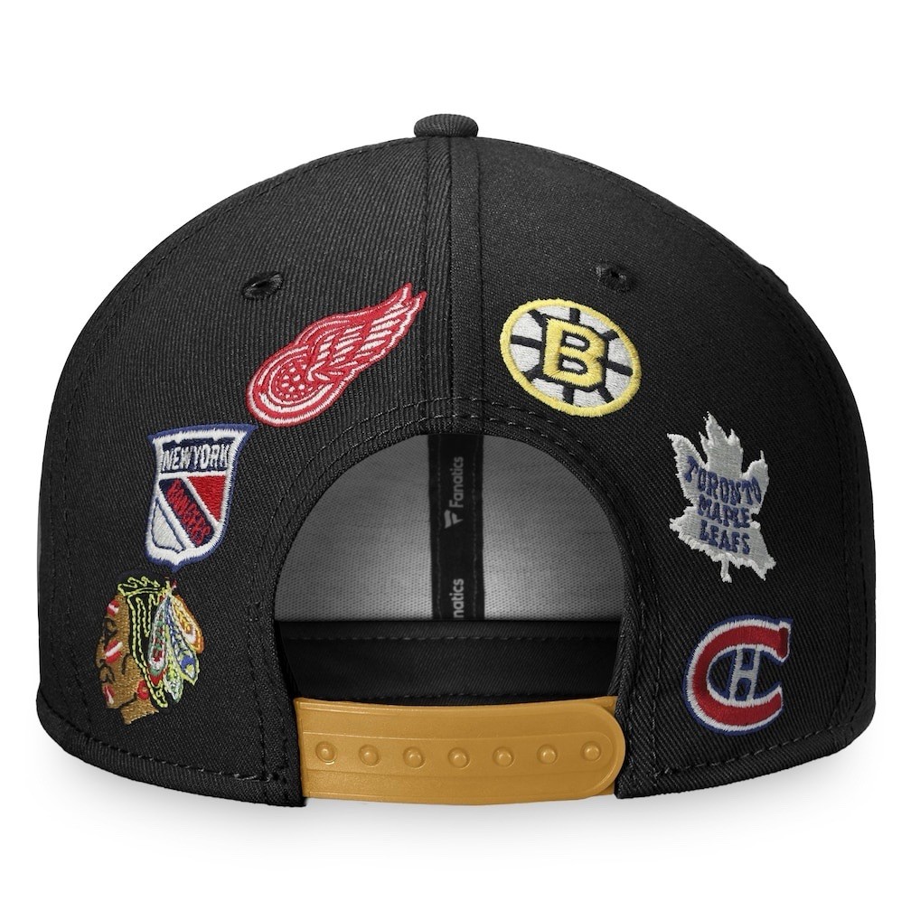 Fanatics Original Six Vintage NHL Team Black Adjustable Snapback Mens Hat Cap