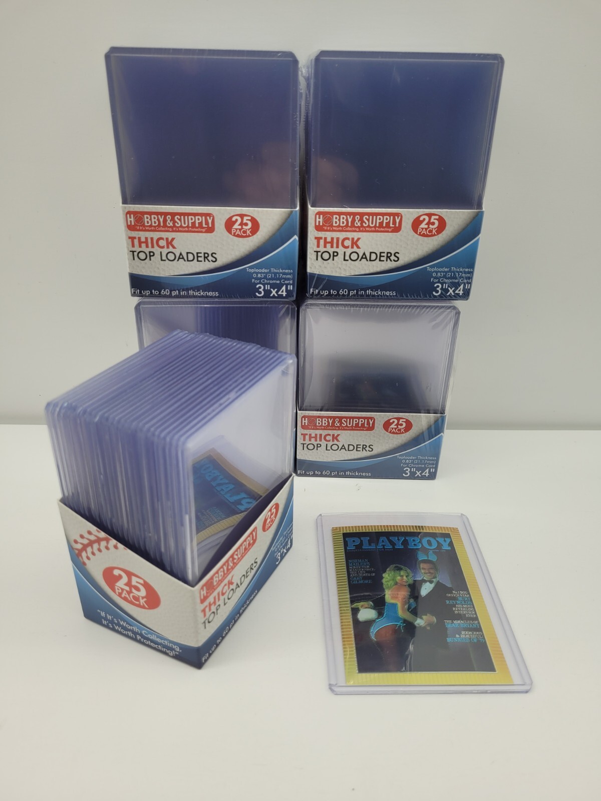 100 Top Loader 60 point Tick Card 3×4 inch Toploaders + 200 Soft Sleeves