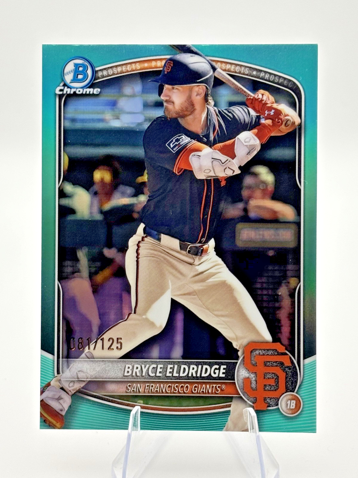 BRYCE ELDRIDGE 2025 Bowman Chrome #BCP-180 Aqua Refractor /125 Giants