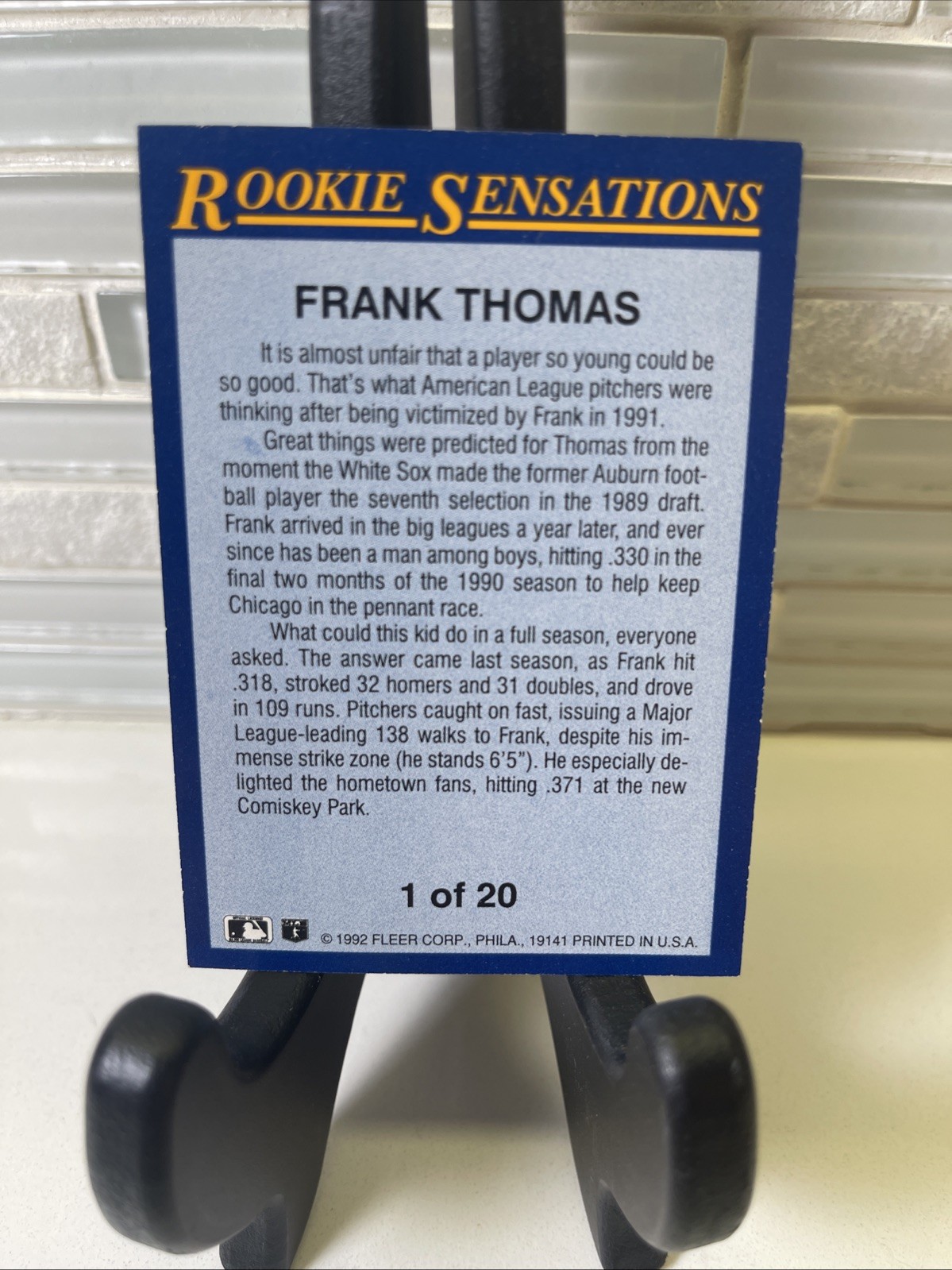 1992 Fleer Rookie Sensations #1 Frank Thomas CHICAGO WHITE SOX