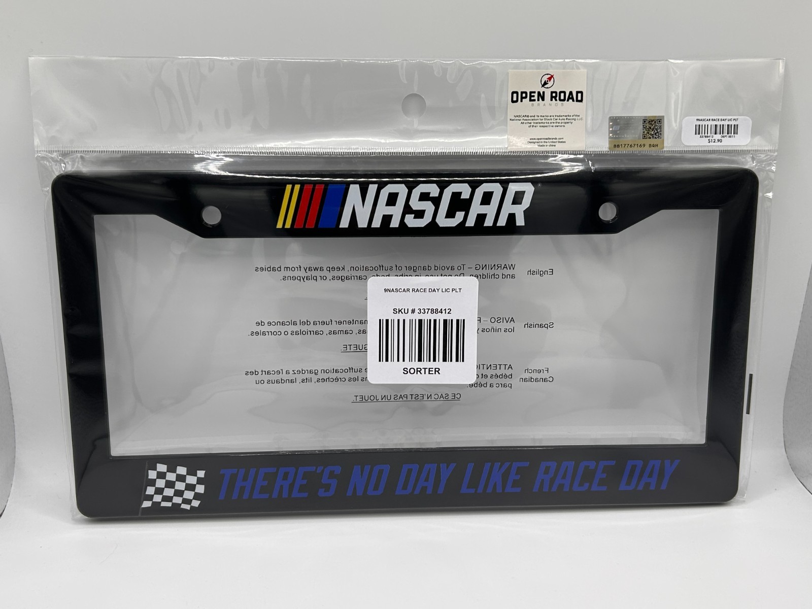 NASCAR License Plate Frame No Day Like Race Day Brand New w/tags Open Road