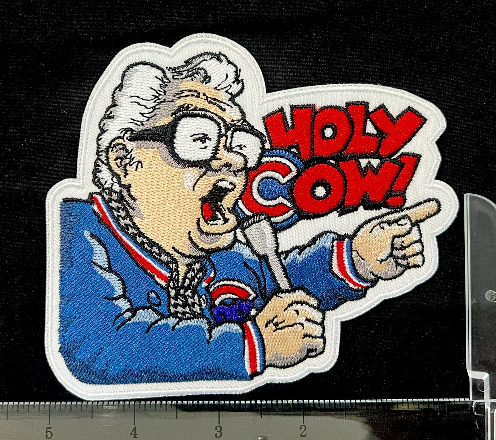RARE Harry Caray “Holy Cow” HOF Chicago Cubs 5in. Iron Sew On Embroidered Patch