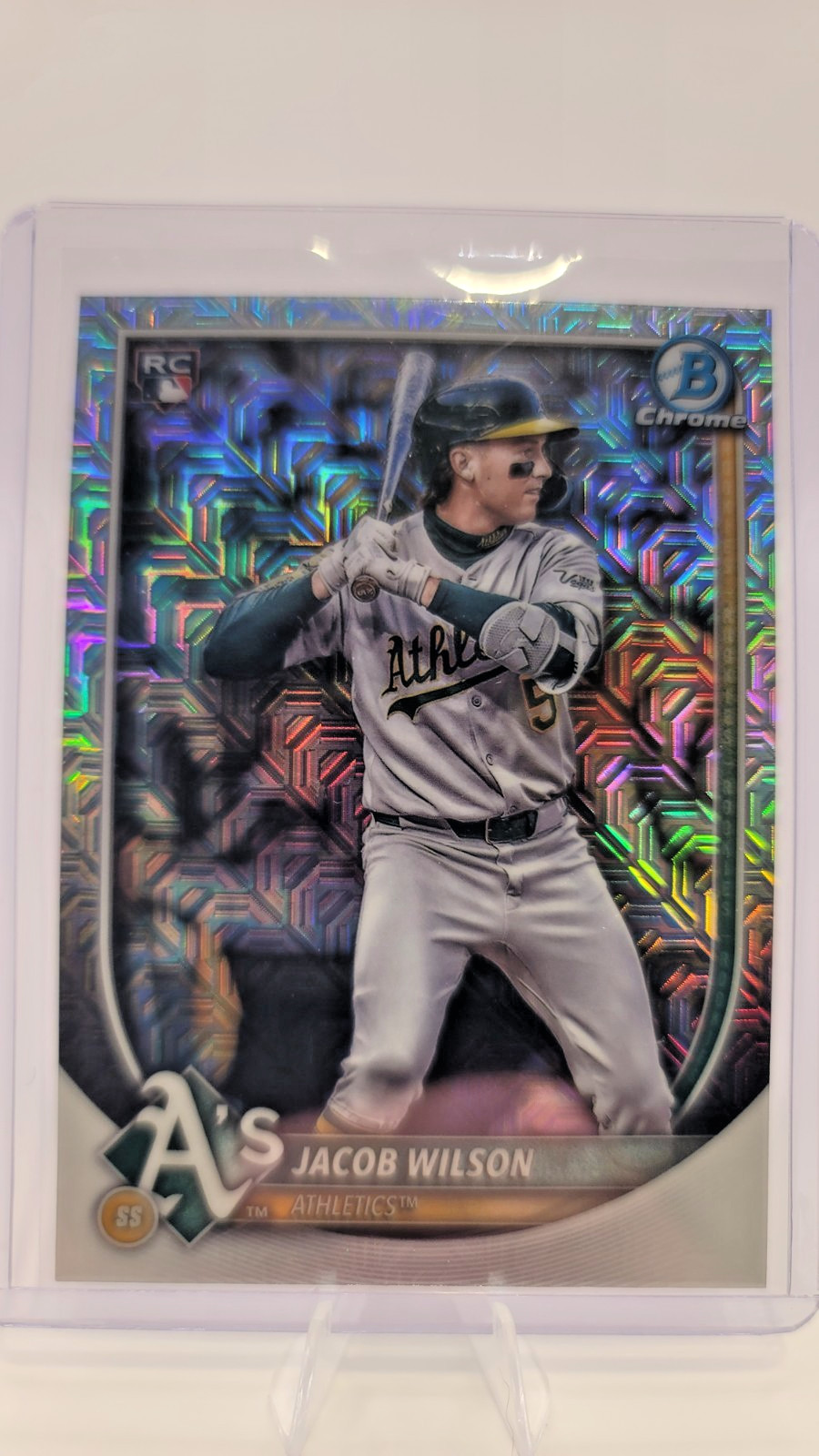 2025 Bowman Chrome #1 Jacob Wilson Mojo Refractor RC A’s