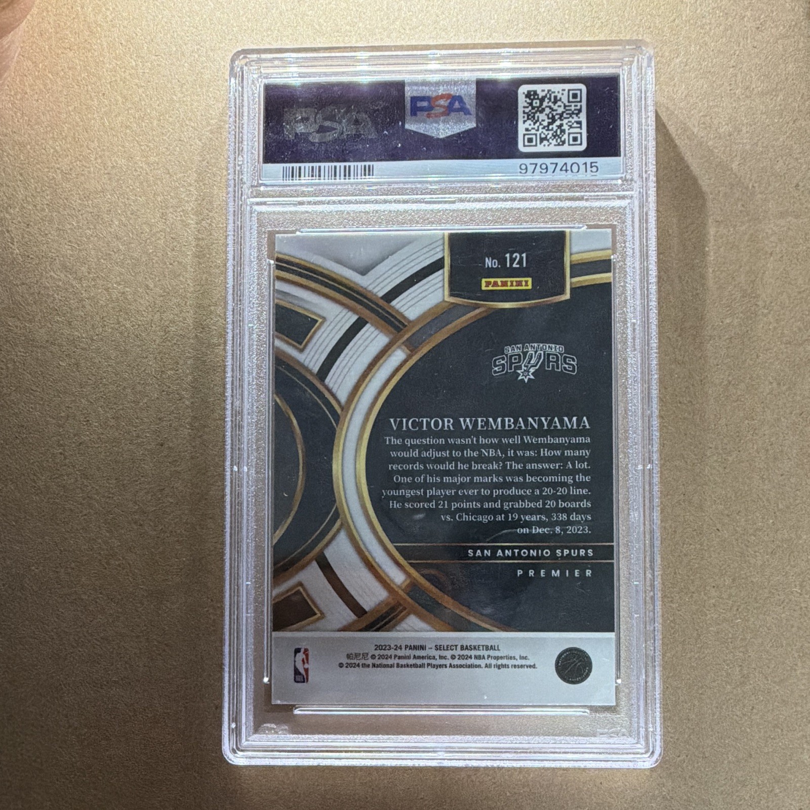 Panini Select 2023-24 Victor Wembanyama RC Blue Premier Level #121 PSA 10