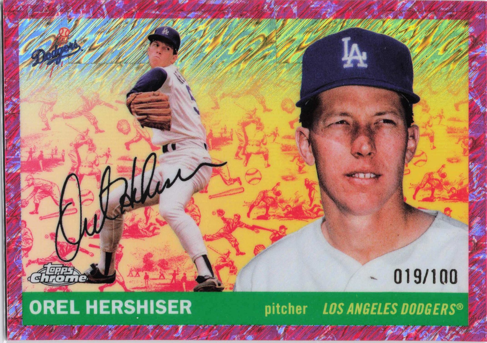 Orel Hershiser 2025 Topps Chrome Platinum #488 Toile Cream Fuchsia /100