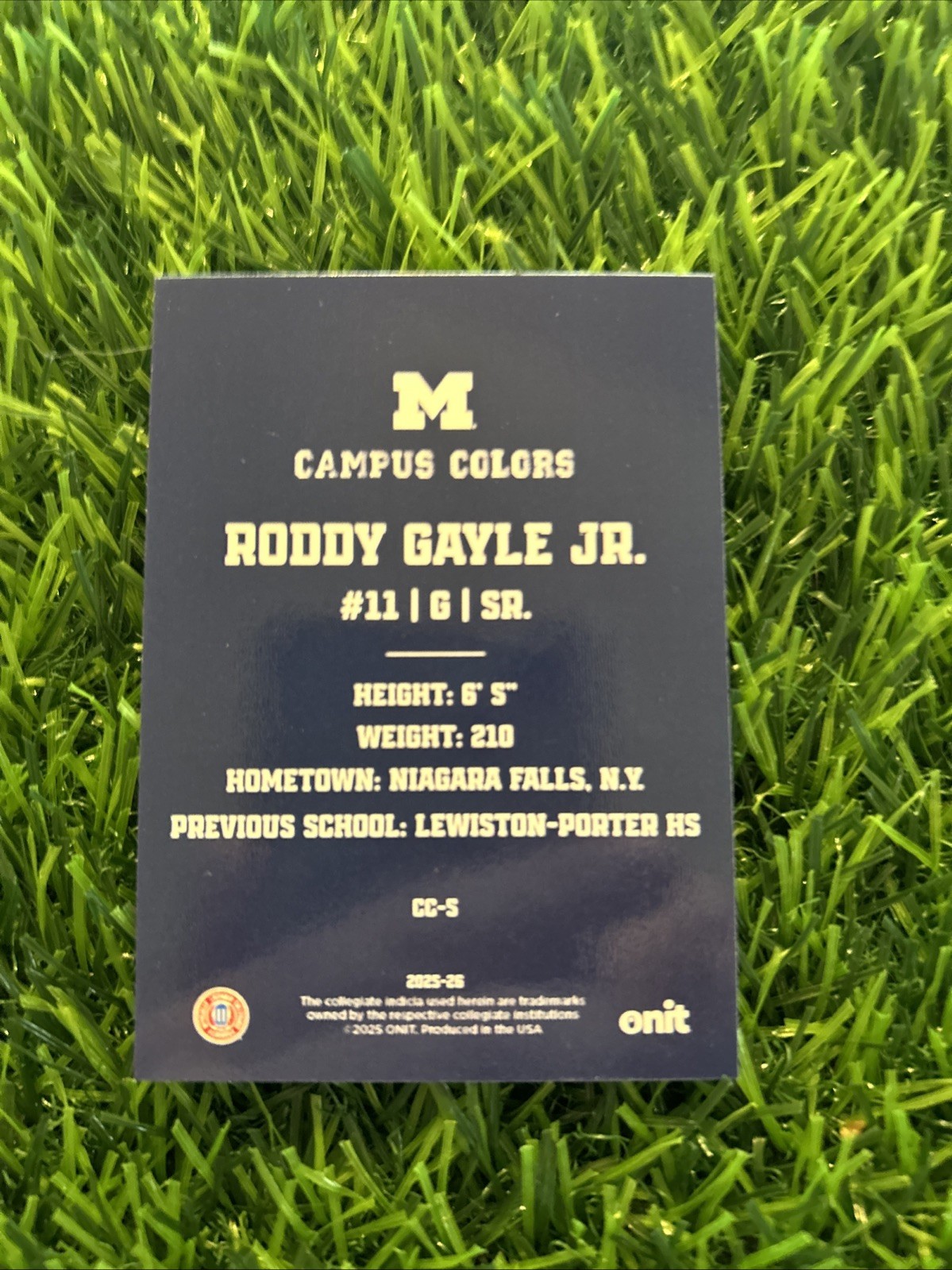 2025-26 ONIT Roddy Gayle Jr Michigan Basketball Campus Colors Dark #CC-5 B23