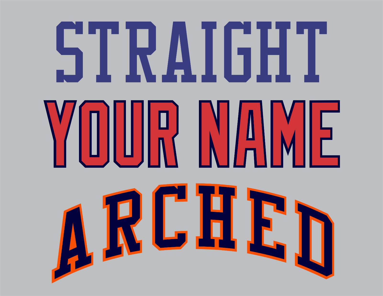 Straight or Arched Team Name Lettering Tackle Twill Pro Cut for Uniform Jersey