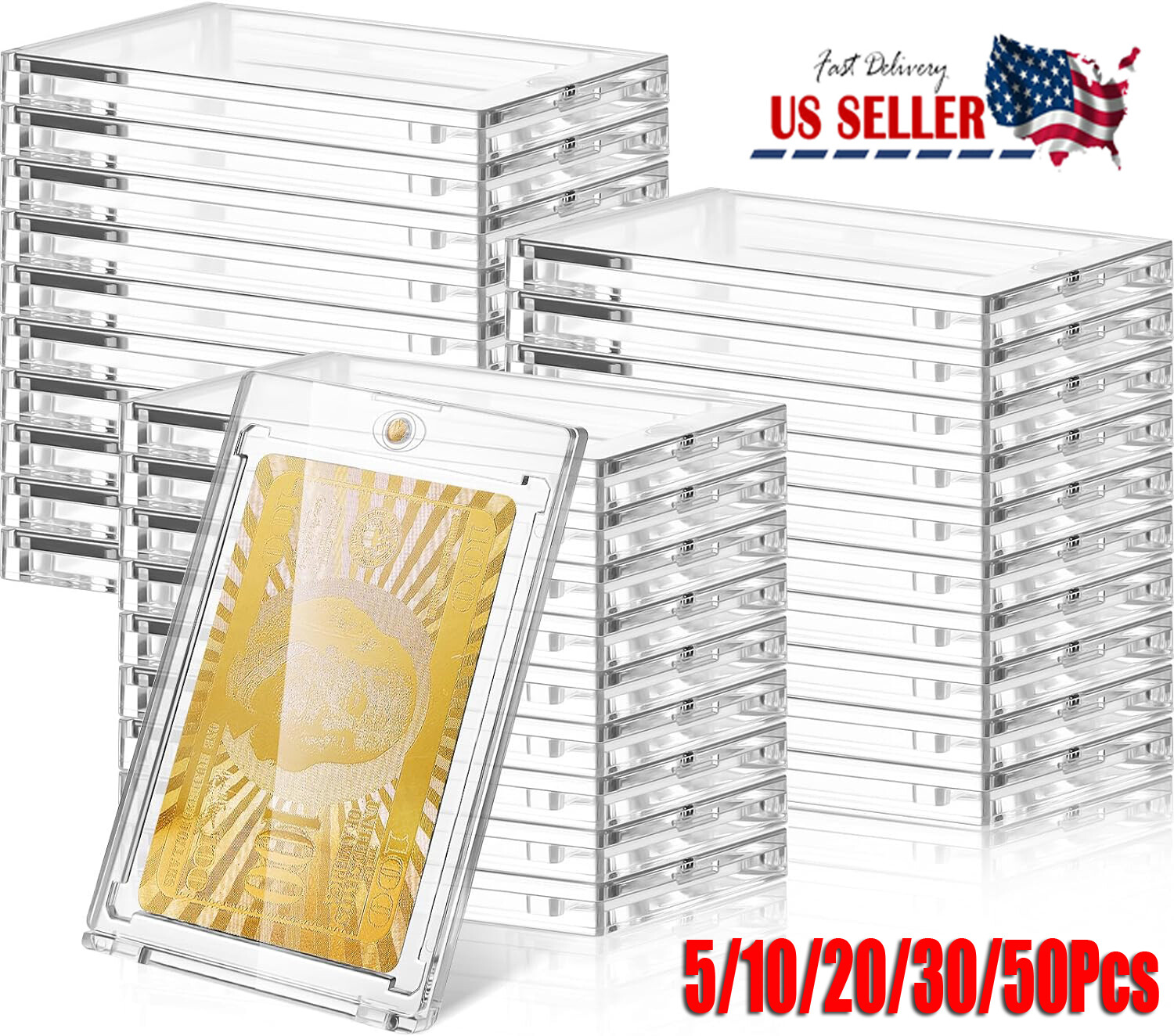5/10/20/30/50Pcs Empty Magnetic Trading Card Holder 35PT One-Touc Hard Card Case
