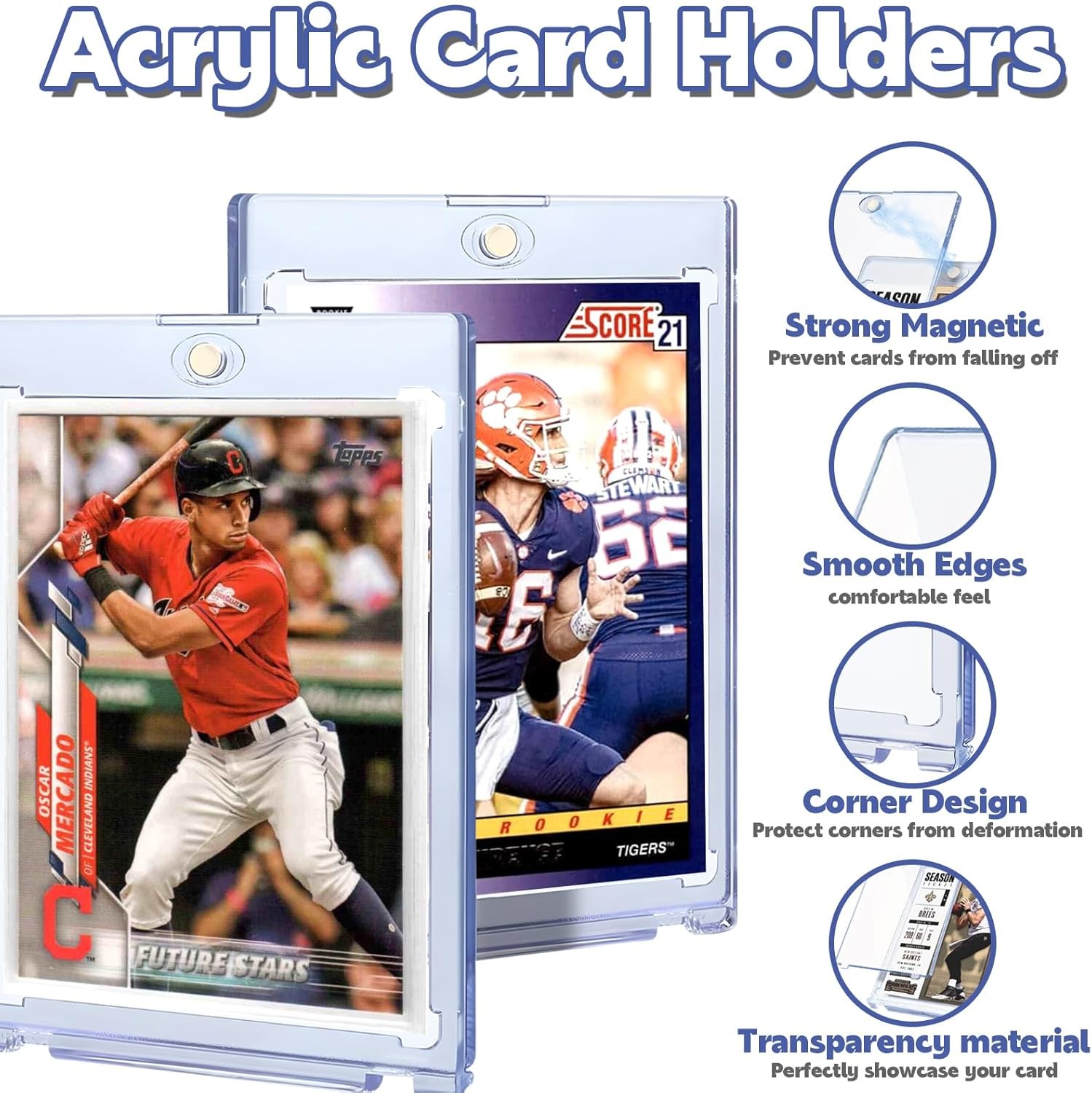 30 Pack Magnetic Trading Sports Card Holders 35pt One-Touch Hard UV Protection .