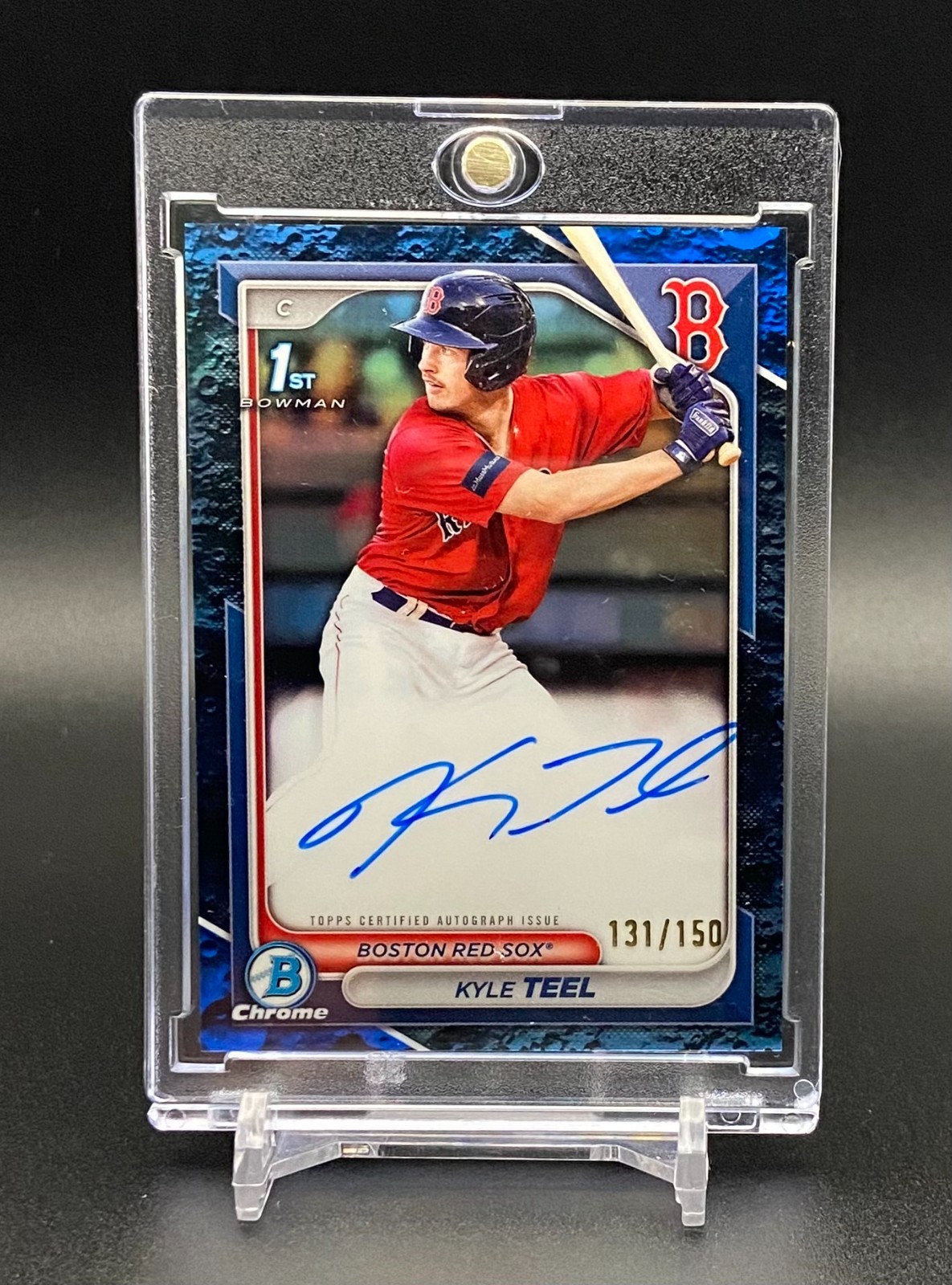KYLE TEEL – 2024 Bowman Chrome 1ST BOWMAN BLUE LUNAR REFRACTOR AUTO #d 131/150