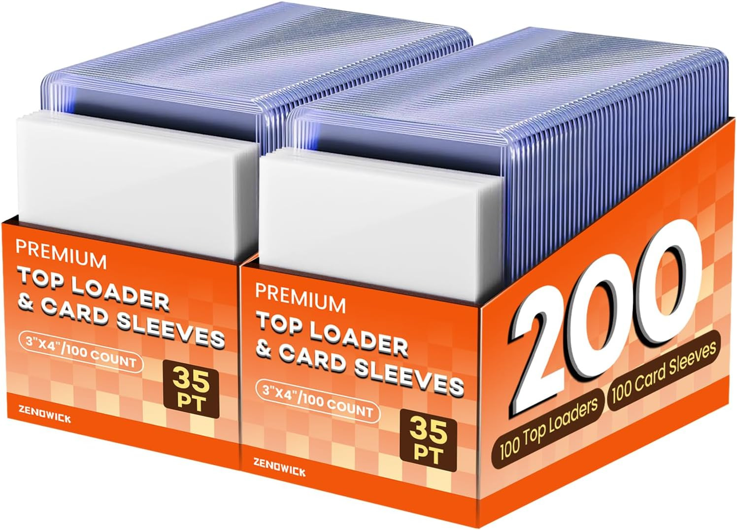 200 Card Sleeves Top Loaders, 3″x4″ Hard Plastic Baseball & Trading Card 100+100