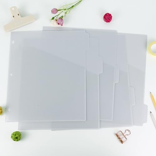 Binder Dividers with Pockets – 5 Plastic Dividers for 3 Ring Grey – 5 Tabs