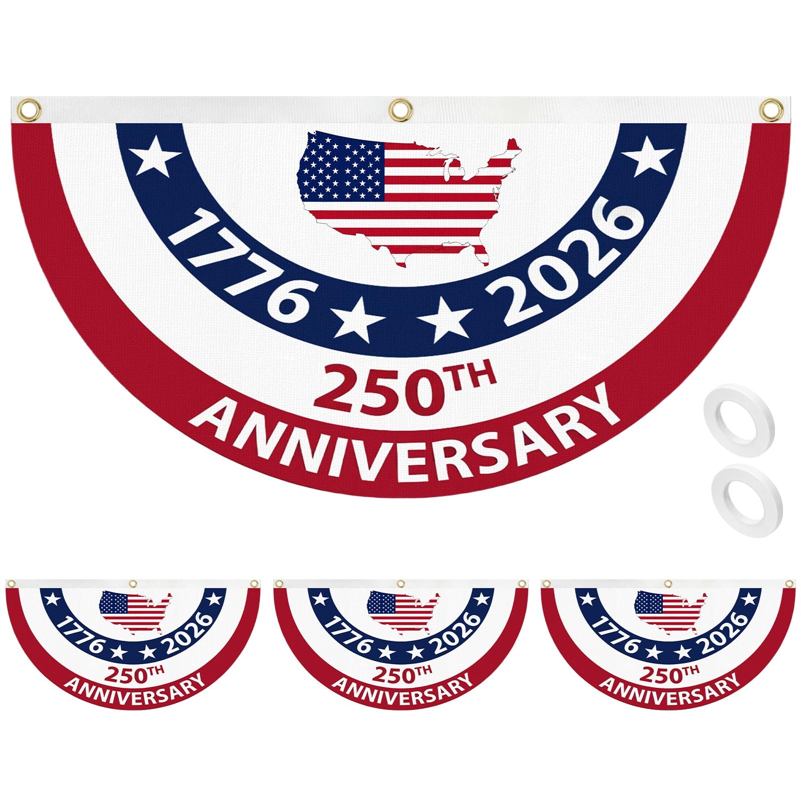 4 Pcs 250th Anniversary Bunting American Flag Bunting 4th of July Decoration 177