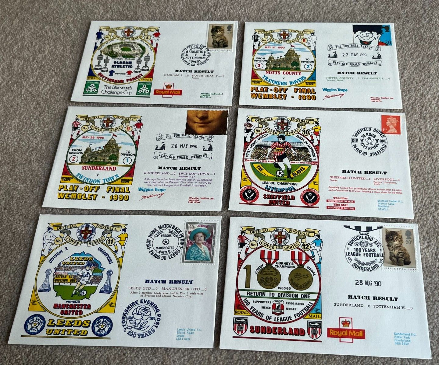38 Official Football Cover Series First Day Postal Covers by Dawn 14th 1989-1992