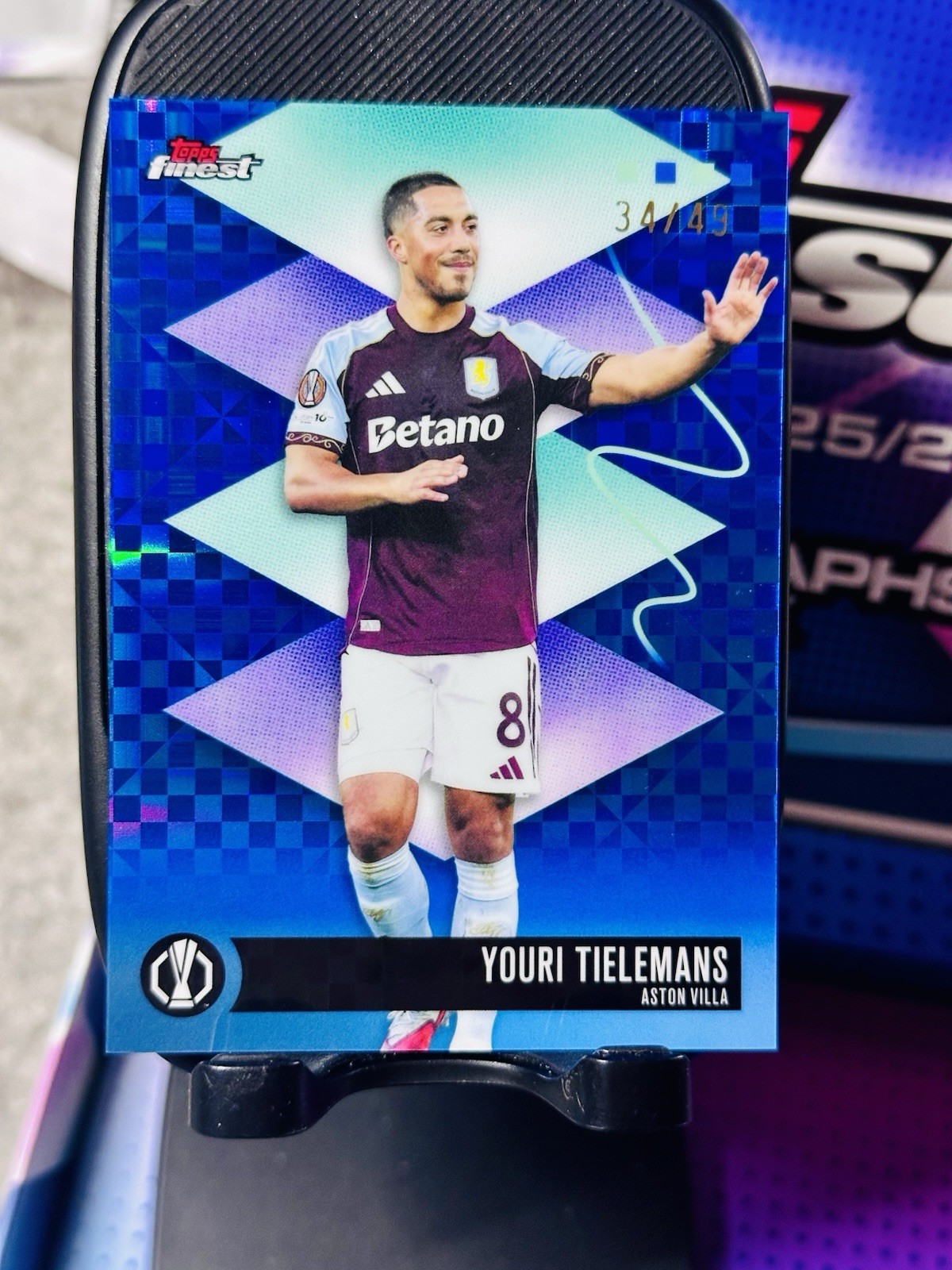 2025-26 Topps Finest UEFA CC YOURI TIELEMANS RARE Blue Xfractor /49