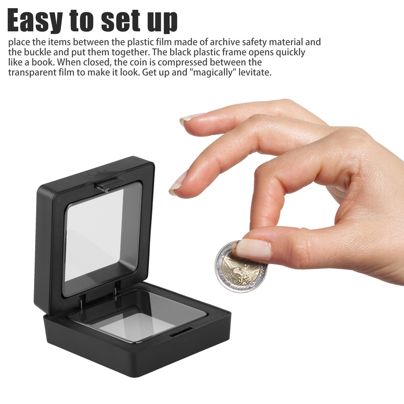 15pcs 3D Coin Floating Display Frame Stand Holder Jewelry Challenge Case Box USA