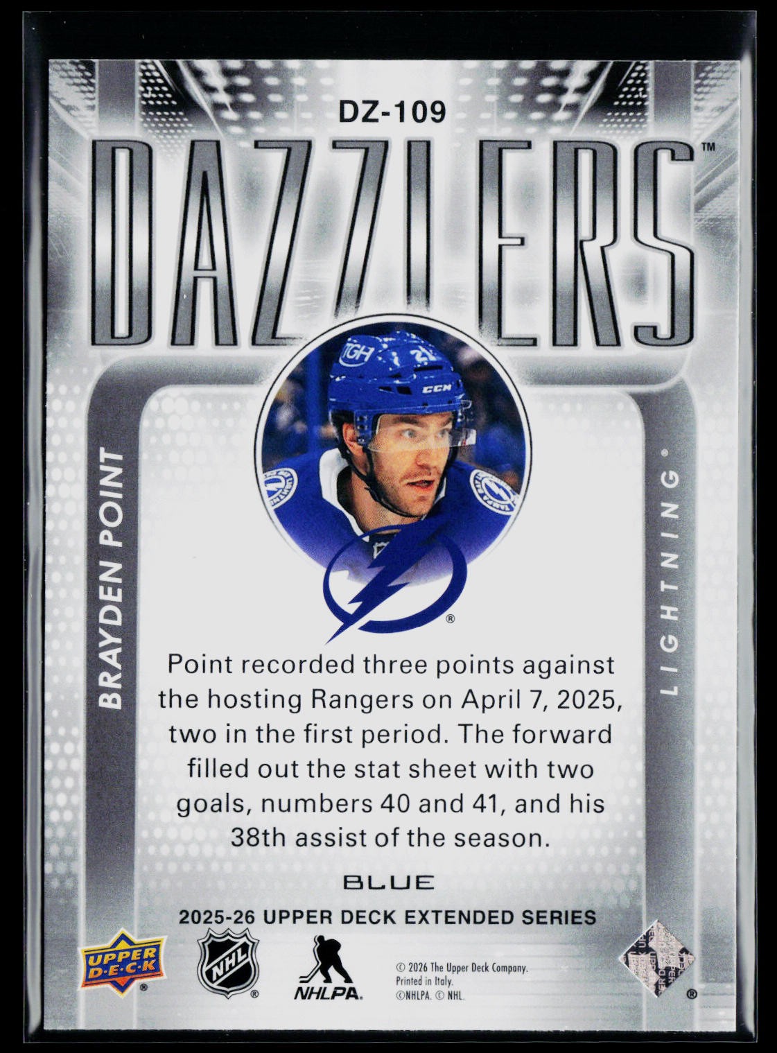 2025-26 Upper Deck #DZ-109 Brayden Point Dazzlers Blue