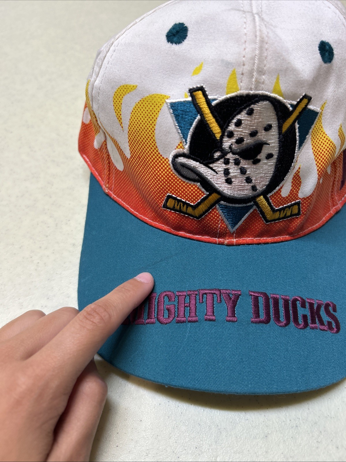 Mighty Ducks Flames Fire Cap NHL One Size Fits All SnapBack