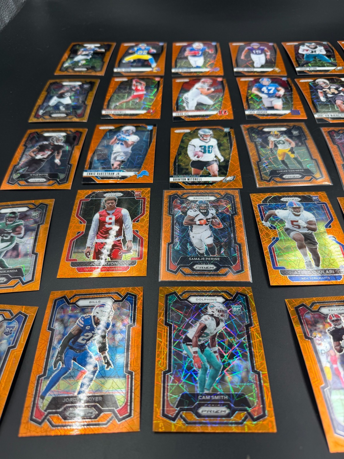 NFL Prizm Orange Lazer Lot Of 35 all in picture