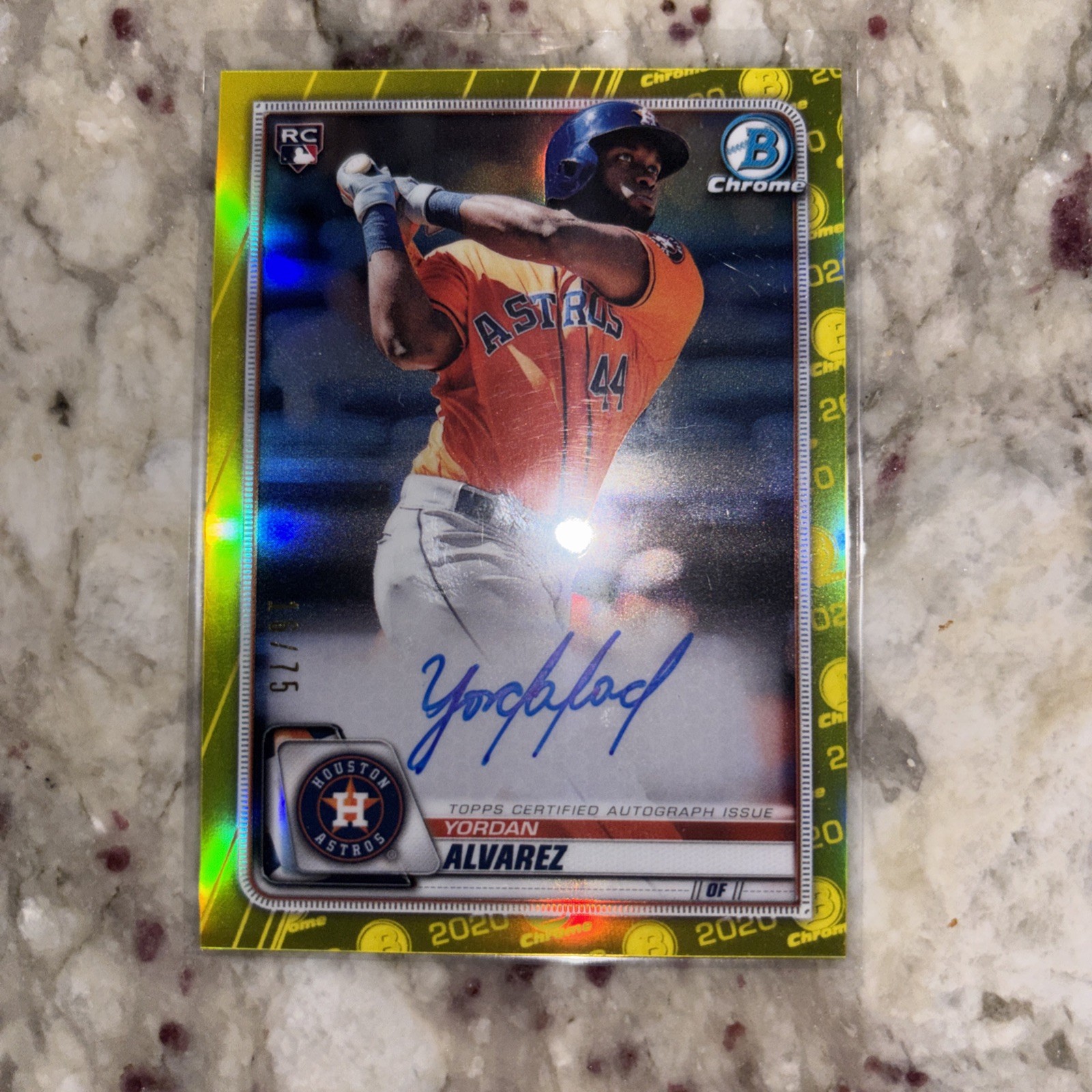2020 Bowman Chrome Draft Yordan Alvarez Yellow Ref AUTO RC/75 MINT💎 Grade It!🔥
