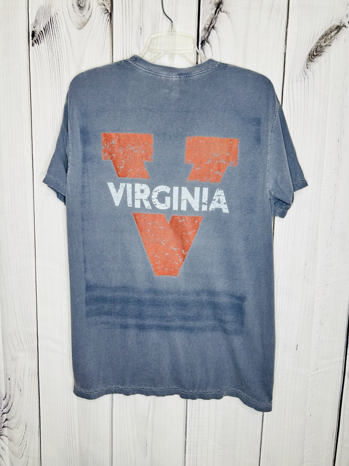 Comfort Colors University of Virginia T-Shirt Mens Sz M Distressed Slate Blue