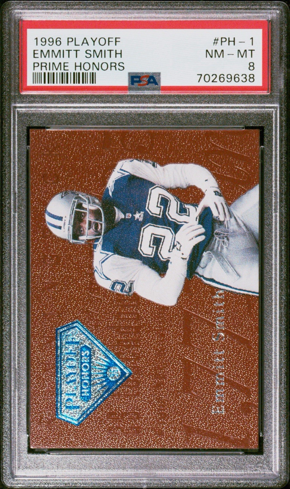 1996 PLAYOFF EMMITT SMITH #PH1 PRIME HONORS PSA 8