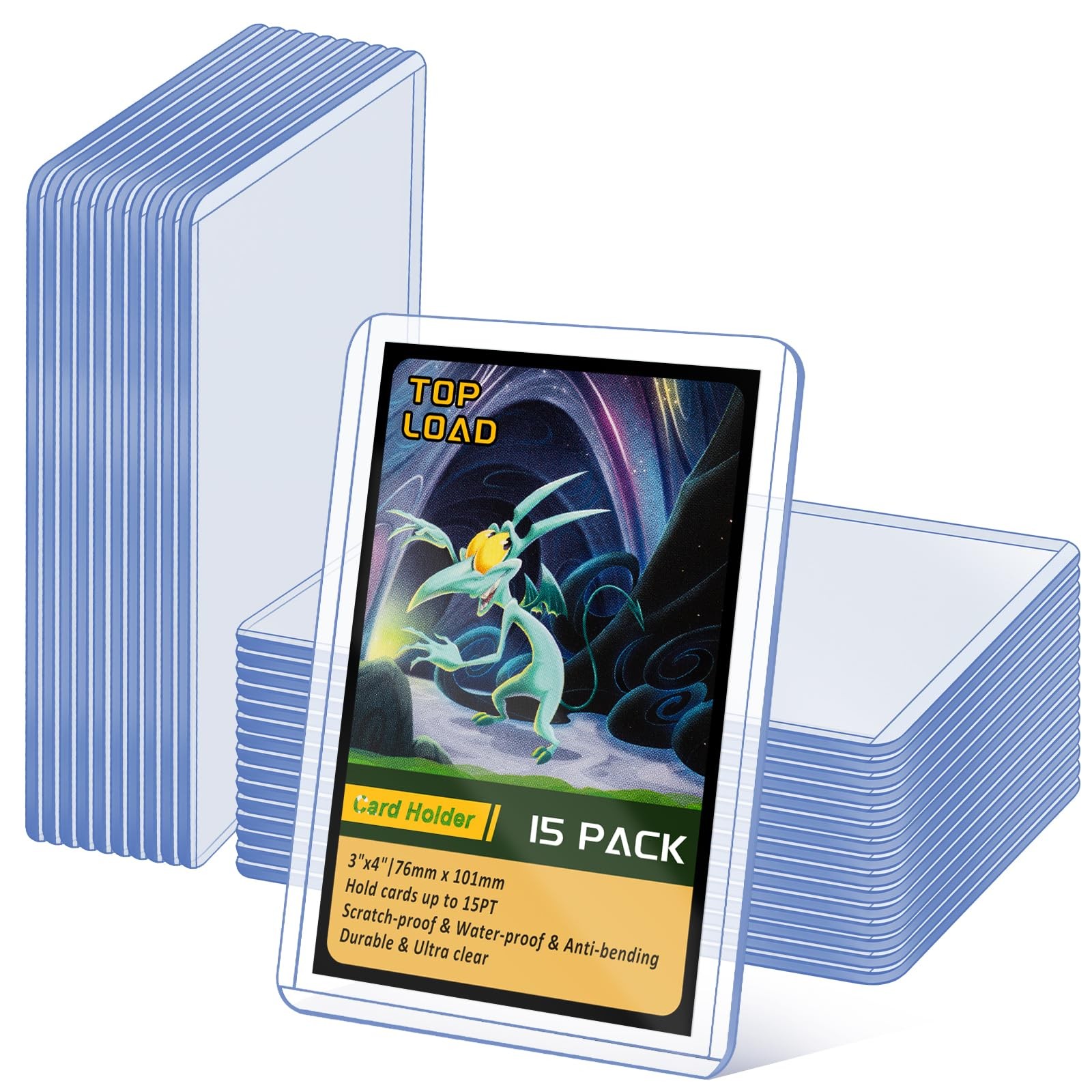 15 Pack Top Loads for Cards 3″x4″ Hard Plastic Card Sleeves Baseball Card Pro…