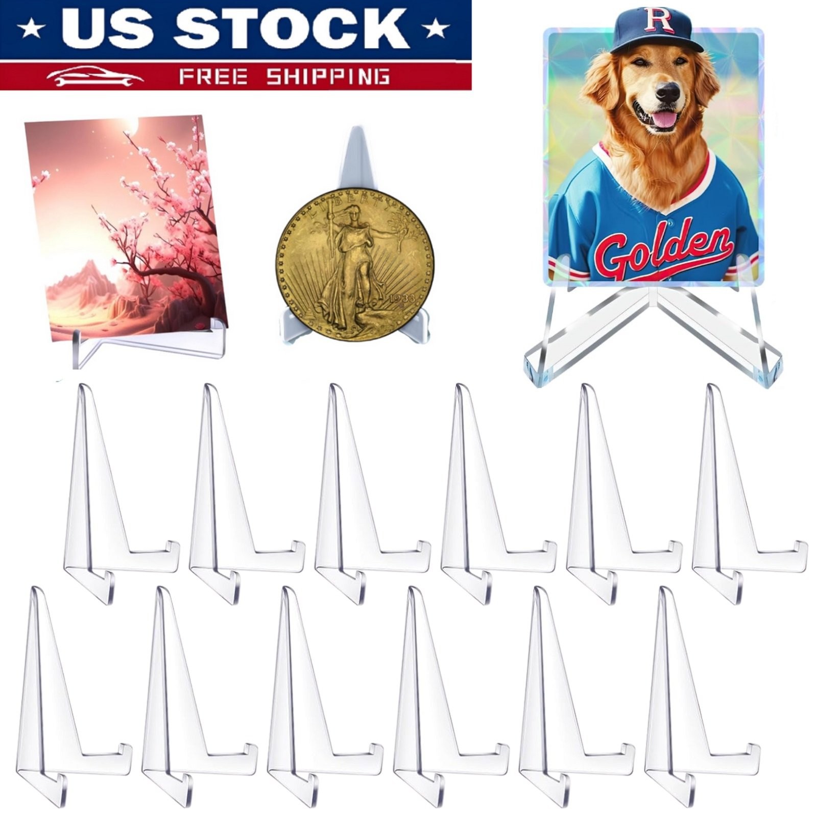 20Pcs Large Size Trading Card Stands Most Durable Display Coins Cards Holder USA