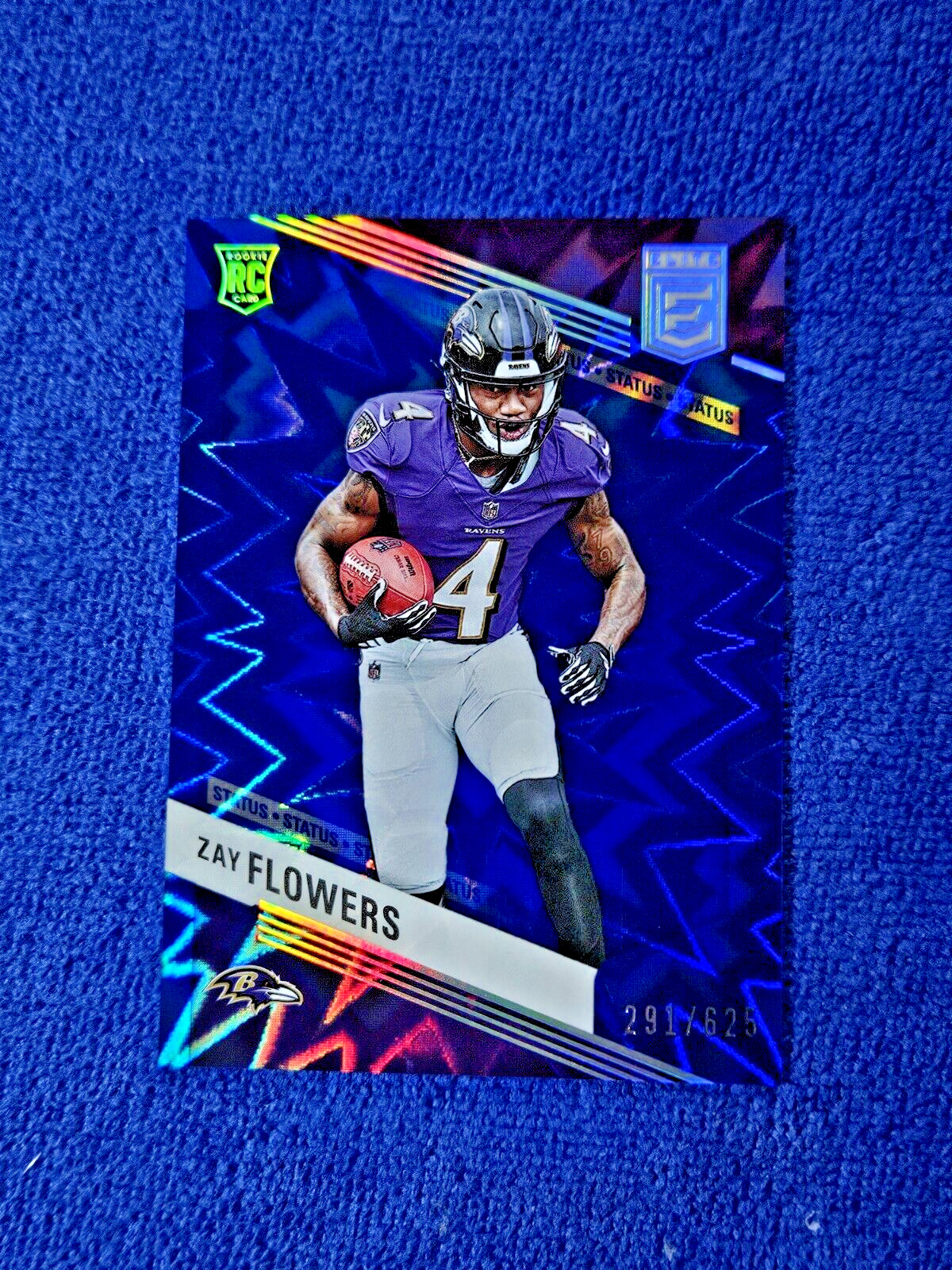 ZAY FLOWERS 2023 Panini Donruss Elite Blue Status Explosion /625 MINT RC #200
