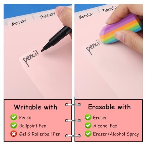 8Pcs 3 Ring Binder Dividers with 8 Tabs,A4 Sturdy Plastic Dividers Pink